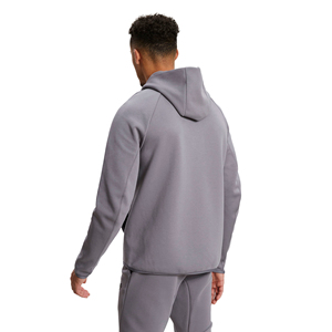 Men Gray Full <b>Zip</b> <b>Hooded</b> Tracksuit Breathable cotton Casual Style Regular Fit Solid Color Side Pockets Autumn Wear - Product Image 3