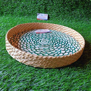 Artisan abordable nacre incrustation ronde rotin plateau de service ensemble superbe artisanat indien fait à la main élégant décoration de la maison - Product Image 1