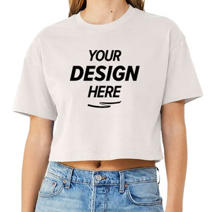 Camiseta Corta de Verano para Mujer al por Mayor, de Color Liso, Manga Corta, Cuello Redondo, Algodón y Spandex Elástico, Ajuste Delgado Básico - Product Image 1