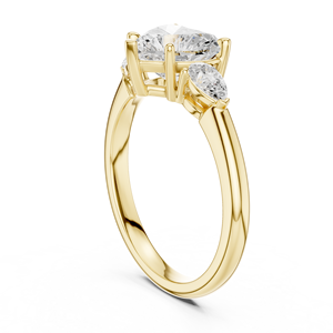 Anillo de compromiso y boda de oro con diseño de corazón, gema principal en forma de pera y gemas laterales, para mujer, con engaste de púas. - Product Image 4