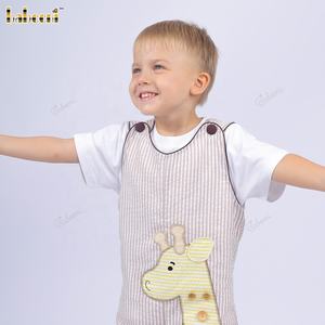 Ensemble short décontracté de luxe pour garçons, imprimé girafe brodé à la main, tissu en seersucker 100% coton, ODM OEM personnalisé, vente en gros - Product Image 2