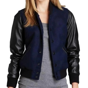 Ladies Varsity <b>Jacket</b> Custom Wool <b>Leather</b> Letterman Coat Embroidered College Style Streetwear OEM ODM Sample Service - Product Image 3