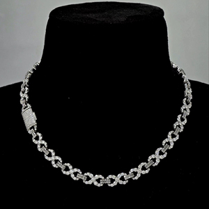 <b>Solid</b> 925 <b>Silver</b> Infinity Chain 10mm VVS Lab Grown Mixed Cut Emerald Round Diamond <b>Necklace</b> Hip Hop Jewelry Pass Tester Rhodium - Product Image 1