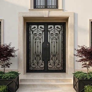 Traditional Steel Wrought Iron <b>Swing</b> Main Gate with Arched Design Rust-Resistant Properties Easy Assembly Painted Finish - Product Image 5