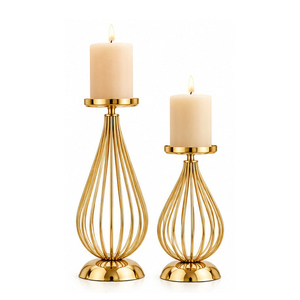 <b>Gold</b> Geometric <b>Candlestick</b> <b>Holder</b> Set for Home Decoration - Product Image 2