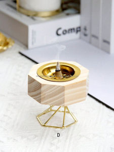 Brûleur d'encens en bois naturel fabriqué à la main Encensoir religieux rustique avec bouchon de coriandre et attrape-cendres pour la saison de printemps - Product Image 2
