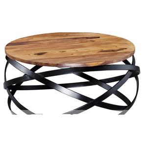 <b>Iron</b> & Wood Coffee <b>Table</b> Handmade Modern Design Lightweight Eco-Friendly Recycled Wood Frame Easy Clean for Living Room - Product Image 2