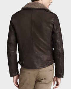 <b>Men</b> Brown <b>Suede</b> Sherpa Lined Bomber <b>Jacket</b> Zipper Closure Winter Casual Outerwear - Product Image 5