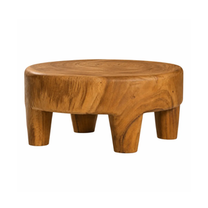 Organic Modern Solid Suar <b>Wood</b> <b>Round</b> <b>Coffee</b> <b>Table</b> Wabi-Sabi Style Thick Top Sculptural Handmade Hotel Villa Furniture - Product Image 1
