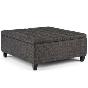 Tavolino da Caffè Harrison in Ebano con Contenitore, Sgabelli e Pouf Eleganti - Product Image 1