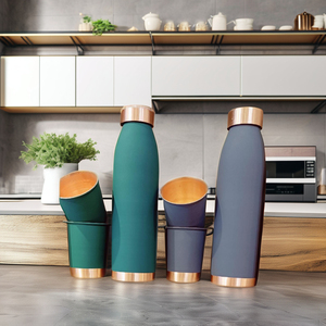 Premium Hammered Copper <b>Bottle</b> with Anti-Corrosion Coating Screw-On Lid 0-6 Hours Thermal Insulation Direct Drinking - Product Image 4