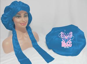 Bonnet en satin de soie personnalisé avec logo pour femme, extra large, double couche, bonnet de nuit réglable à large bande pour la protection des cheveux - Product Image 6