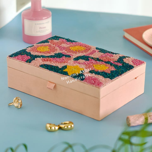 Caja de Joyería con Cuentas Rosa Pastel, Caja de Almacenamiento de MDF con Cuentas de Vidrio Florales, Caja de Regalo Hecha a Mano, Suministro al por Mayor de Fábrica - Product Image 4