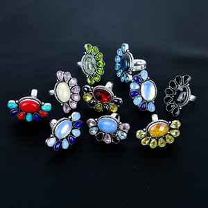 Wholesale Assorted Gemstone Flower Ring, Fashion Jewelry, Handmade Rings, Silver Ring - Product Image 2