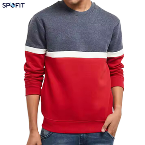 Custom Color Block <b>Crewneck</b> <b>Sweatshirt</b> for <b>Men</b> and Women Contrast Panel Fleece Pullover with Long Sleeves Ribbed Cuffs Casual - Product Image 1