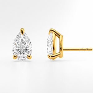 14K Yellow Gold Pear <b>Stud</b> <b>Earrings</b> with Lab Grown Diamond VS-VVS Clarity-Wedding Anniversary & Gift Jewelry - Product Image 3