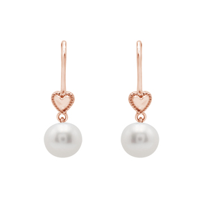 Pendientes de Plata de Ley 925 100% Pura con Forma de Corazón y Perla de Agua Dulce, Joyería Fina Clásica para Mujer, Uso Diario - Product Image 6