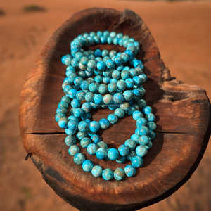 African <b>Turquoise</b> Natural Gemstone <b>Beaded</b> Stretch Bracelet Dark Blue Green Crystal Jewelry for Men Women Wholesale Custom Design - Product Image 4