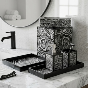 Luxury Glass Bathroom Accessories Set 6 Pieces | Premium Transparent Glass Soap Dispenser <b>Toothbrush</b> <b>Holder</b> Soap Dish Tumbler - Product Image 5