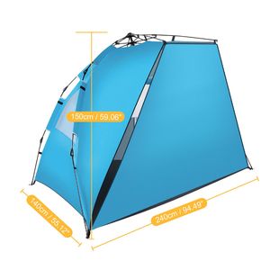 Tenda da Spiaggia a Montaggio Rapido in Tessuto Oxford con Palo in Fibra di Vetro - Blu YJ - Product Image 5