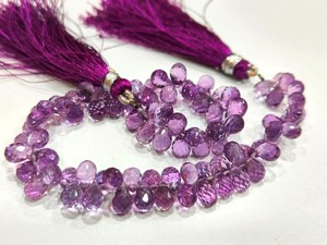 Perles facettées en améthyste violette naturelle, forme goutte d'eau, 5x7mm, brin de 8 pouces - Product Image 1