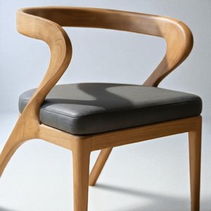 Silla de Comedor Moderna de Madera de Teca Sólida de Alta Gama con Asiento de Cuero Genuino para Restaurantes, Hoteles y Apartamentos de Lujo - Product Image 6