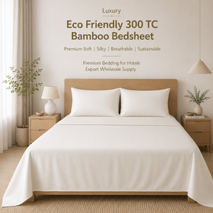 ผ้าปูที่นอนหรูหรา 300 เส้นด้าย ผลิตจากใยไผ่บริสุทธิ์ สีไอวอรี่คลาวด์ เนื้อสัมผัสนุ่มดุจแพรไหม ระบายอากาศได้ดี เป็นมิตรต่อสิ่งแวดล้อม คุณภาพพรีเมียม เหมาะสำหรับรีสอร์ท ขายส่งและส่งออก - Product Image 5