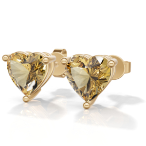 Heerani Jewels Citrine IGI Certified 925 Sterling <b>Silver</b> 1.9g Classic Gold Plated Trendy <b>Heart</b> Shape Stud Claw Setting Unisex - Product Image 2