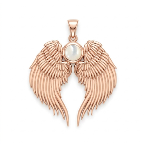 Pendentif Aile d'Ange Garde en Quartz Péridot, Pierre de Naissance, Plaqué Or Rose, Cristal de Péridot Rond, Breloque Aile de 3 cm, Collier Bijou - Product Image 4