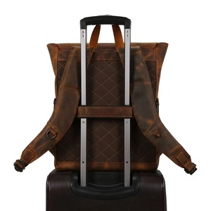 Waterproof Genuine Cow Leather <b>Backpack</b> Anti-Theft Vintage <b>Laptop</b> Rucksack for <b>Work</b> and Travel LBP-0444 - Product Image 2