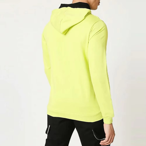 Sudadera con Capucha para Hombre, Color Amarillo Neón, Corte Regular, Color Sólido, Informal, Tejida, Manga Larga, con Bolsillos, para Otoño - Product Image 2