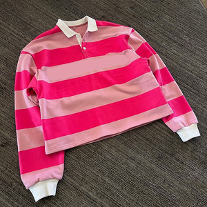 High Quality 260 GSM Cotton Rugby <b>Shirt</b> Green <b>White</b> Stripe Design Applique Number Embroidery Custom Logo Rugby Polo <b>Shirts</b> - Product Image 2