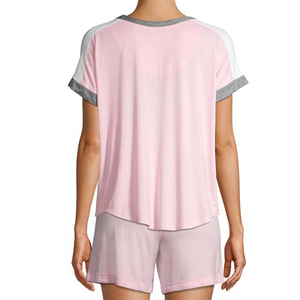 Ensemble t-shirt et short pour femme, imprimé chat rose, col rond, décontracté, printemps-été, 100% coton, respirant, coupe ample - Product Image 6