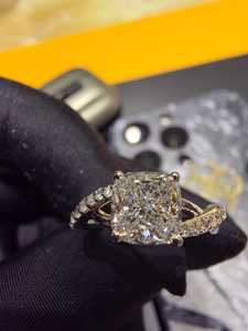 Elegant 9k White Gold <b>Diamond</b> <b>Ring</b> for Women Classic Engagement Wedding Jewelry Sparkling Fine Gift - Product Image 3
