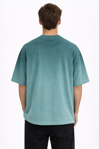 Camiseta Ocean Fade para hombre, cuello redondo, oversize, algodón suave, corte relajado, estilo urbano, tela de algodón suave y transpirable, tacto suave. - Product Image 2