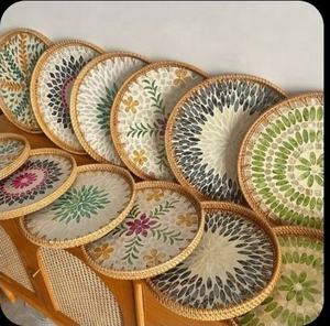 ถาดเสิร์ฟหวายสานมือสุดหรู ประดับด้วยเปลือกหอยมุก - Product Image 3