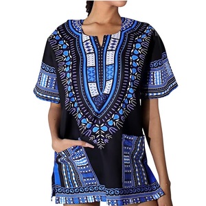Blusa Vestido Modesto, Camisas Largas, Camisetas Dashiki Africanas para Boda al Aire Libre, Camisetas Dashiki Urbanas con Cuello en V, Camisetas Dashiki Sublimadas - Product Image 6