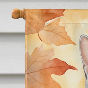 Gato americano de pelo corto, hojas de otoño, poste de manga grande para porche, cartel decorativo para patio, ilustraciones, Bandera de poliéster colgante de pared Multicolor - Product Image 3