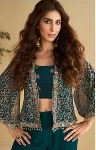 Dhwaja Export Silk Free Size Stitched <b>Suit</b> with Embroidery Work - Product Image 5