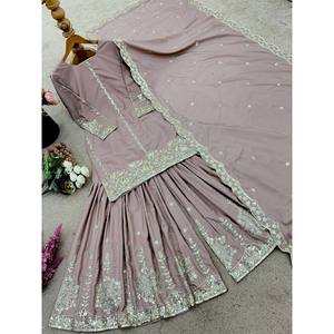 Women's Beautiful <b>Top</b>- Sharara and Dupatta Set with Intricate Embroidery Sequence Work - Product Image 4