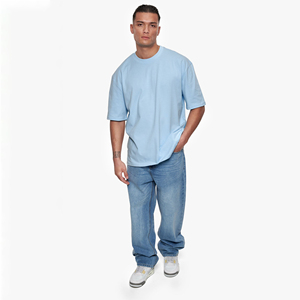 Camiseta de Lona de Algodón de Color Sólido para Hombre, Manga Corta, Cuello Redondo, Corte Regular, Diseño Informal, Estampado Digital, Tejido de Punto, 300g - Product Image 3