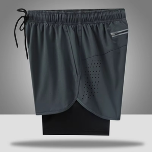 Men's High Street Double <b>Layer</b> Breathable Eco-Friendly Polyester/Mesh Fitness Gym Training Sports Shorts Quick Dry Workout - Product Image 2