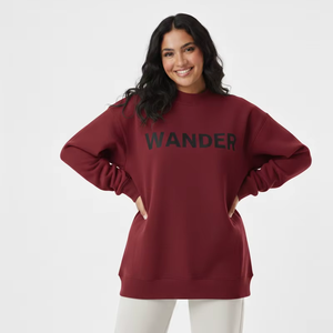 Sudadera de Cuello Alto Personalizada con Letras Bordadas para Mujer, de Talla Grande, Mangas Regulares, Estilo Casual, Tejido de Alta Calidad - Product Image 1