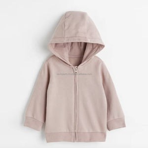 OEM เสื้อฮู้ดมีซิปสำหรับเด็กสีพื้นผ้าฝ้ายถักแบบลำลองมีกระเป๋ามีฮู้ดสำหรับฤดูหนาวผ้า100% ย้อมสีล้วนมีซิป - Product Image 2