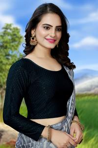 Blouse formelle indienne de qualité export, tissée, extensible, à manches longues, pour femmes, pour les occasions de mariage - Product Image 2