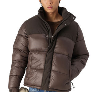 Veste matelassée imperméable à capuche de haute qualité personnalisée North avec fermeture éclair et logo frontal pour homme – Hiver - Product Image 1