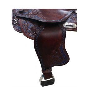 Selle de cheval Western en cuir sur armature en fibre de verre, disponible en tailles personnalisées, avec cuir huilé foncé - Product Image 4