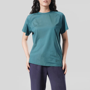 เสื้อยืดผู้หญิงผ้าฝ้ายเรียบง่าย สไตล์ลำลอง สำหรับส่งออก เสื้อยืดผู้หญิงผ้าฝ้ายเรียบง่าย ผลิตเสื้อผ้าผู้หญิง เสื้อยืดผู้หญิงผ้าฝ้ายเรียบง่าย - Product Image 1