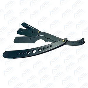 Navaja de afeitar de barbero de borde recto al por mayor, cuchillo de plástico plegable, soporte de hoja deslizante de acero inoxidable, instrumento de belleza - Product Image 6