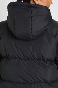 High Quality Custom Logo Design <b>Black</b> Hooded Padded Women Puffer Jacket <b>Windbreaker</b> Winter Warm Outdoor Bubble Jacket For Women - Product Image 6